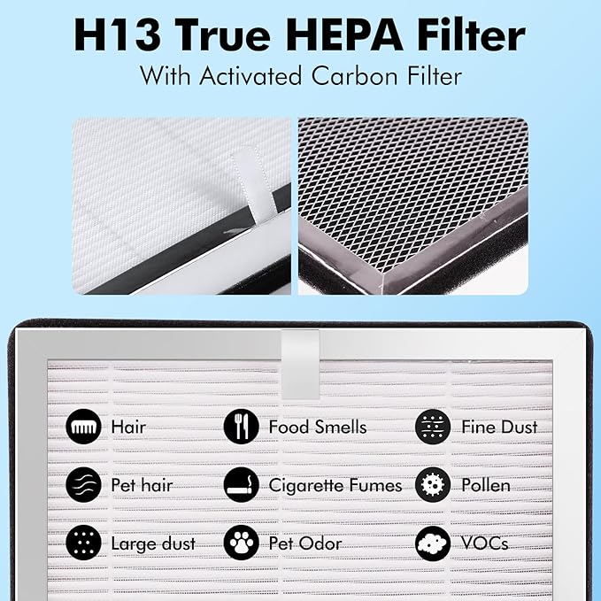 MA-25 Replacement Filter Compatible with MA-25 Air Purifier S1/W1/B1, 3-in-1 Filtration System of MA25, H13 True HEPA and Activated Carbon Filter, 2 Pack