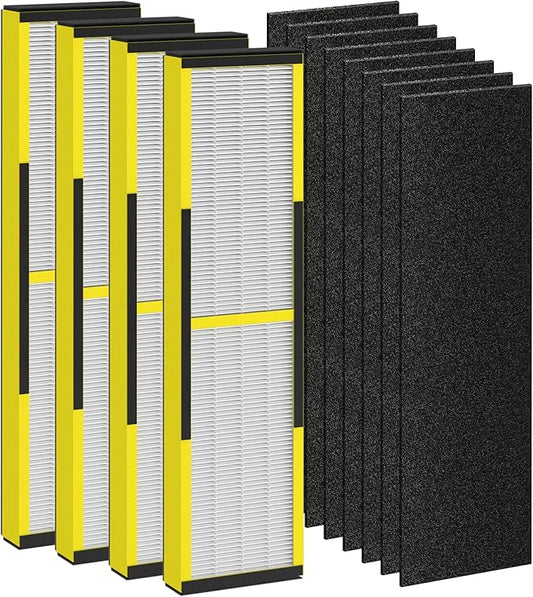 FLT4825 HEPA Filter B Replacement Fit for Germ Guardian Air Puri-fier AC4825 AC4825DlX AC4300 AC4900 AC4850, AC4825E Replacement Filter Fit for GermGuardian, 4 True HEPA + 8 Carbon Filters