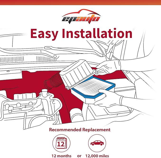 EPAuto GP480 (CA11480) Engine Air Filter, Replacement for Ford Edge (2015-2024), Fusion (2013-2020), GT (2017-2022), Lincoln MKZ, MKX, Continental, Nautilus - Compatible with Select Models 2013-2024