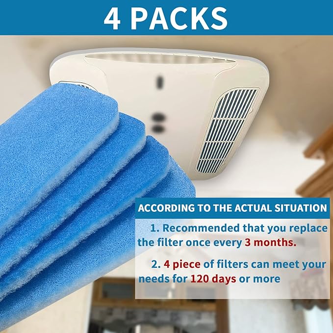 Tikfoam RV AC Filter 4 x 16 Inch RV Air Filters, MERV 6 Original Standard AC Filter 4 Filters