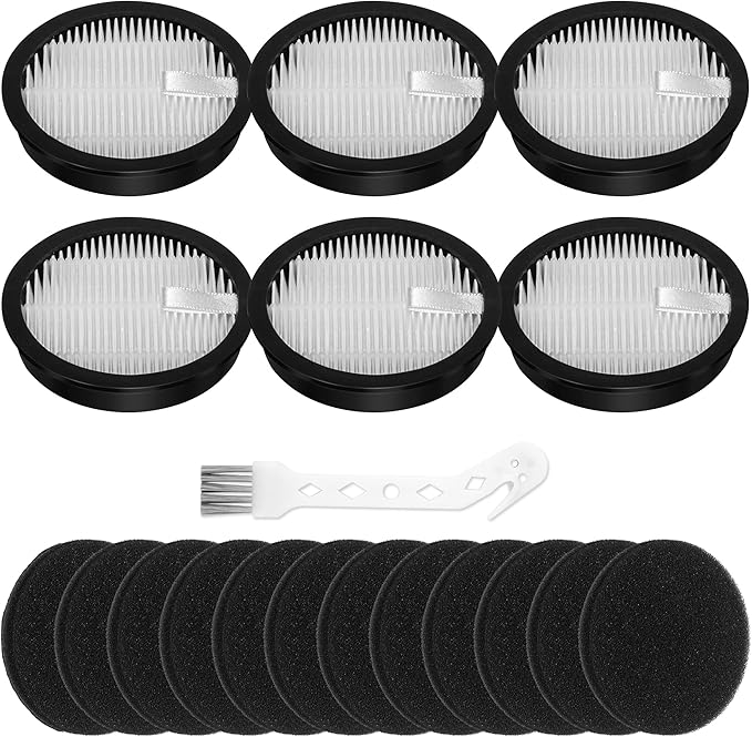 19 Pcs AceVac 11 Filter Replacement Only Compatible with AFNOP AceVac11 Cordless Anti-tangle Stick Vacuum Cleaner for Home with LED Touch Screen, 4 HEPA Filters, 8 Sponge Filters, 1 Cleaning Brush