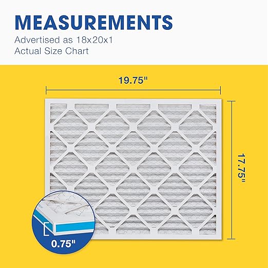Aerostar 18x20x1 MERV 8 Air Filter, 6 Count, ACTUAL SIZE (17.50 x 19.50 x 0.75), HVAC, Air Conditioning & Furnace Filter Captures Dust, Lint & Pollen (MPR 600 / FPR 5), Made in USA