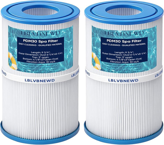 30 sq.ft PDM30 Oval Filter Spa Filter Compatible with Dream Maker 461269, Filbur FC9940M and Odyssey, Big EZ, EZL, Crossover 730L, 730S Hot Tub Filter Cartridge - 2 Packs