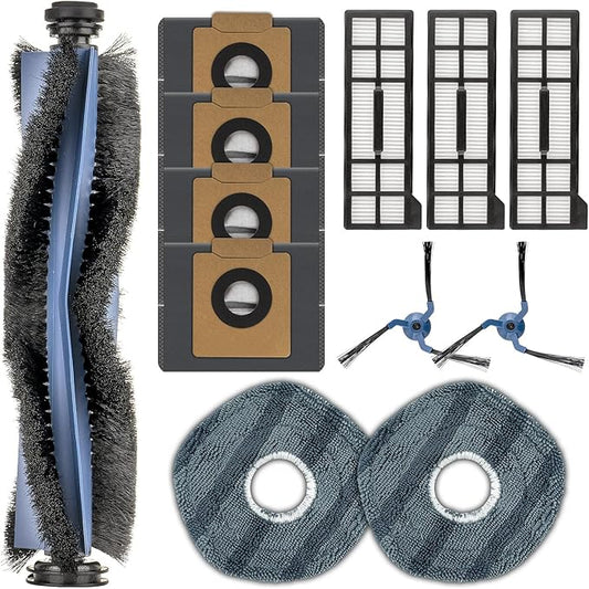 (12 Pack) X10 Pro Omni Replacement Parts Compatible With Eufy X10 Pro Omni Robot Vacuum Cleaner, Accessories Kit, 1 Roller Brush, 2 Side Brushes, 4 Dust Bags, 3 HEPA Filters, 2 Mop Pads