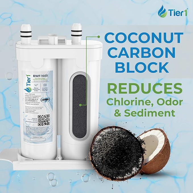 Tier1 RWF1031 WF2CB Refrigerator Water & Air Filter Combo | Replacement for PureSource2, EWF01, FC100, PAULTRA Fridge Filter - Lasts up to 6 Months | Easy Install | Odor Control | Great Tasting Water