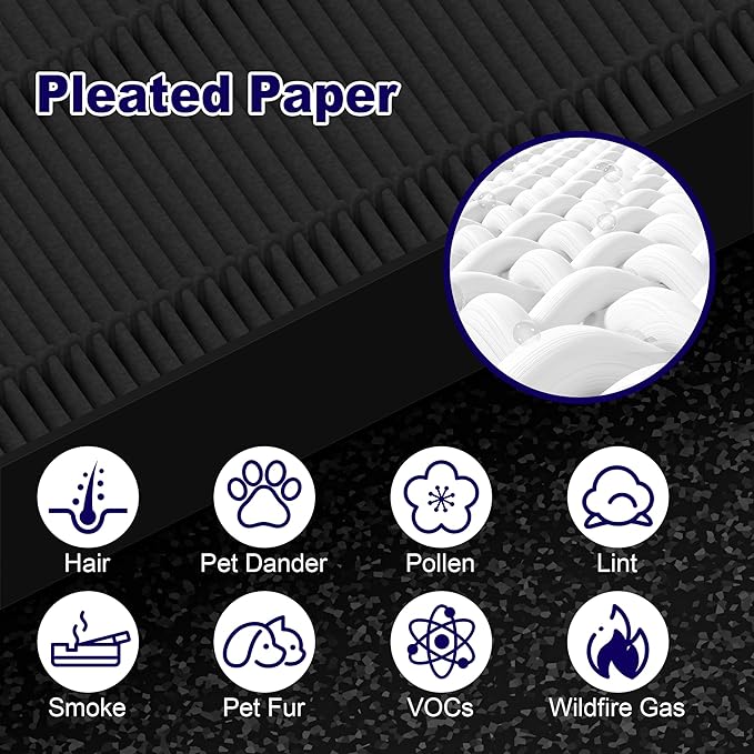 4 Pack 115115 Smoke Remover Replacement Filter A for Winix PlasmaWave Air Purifier C535 5300 5300-2 6300 6300-2 P300 AM90 9000 5000 5000B C909 9800, High Efficiency Size 21 Filter, Black