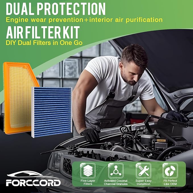 Cabin & Engine Air Filter Fit for 2022-2025 Jeep Grand Cherokee, 2021-2025 Grand Cherokee L Activated Carbon Cabin Filter Replace#CF12935 68376815AA Car Accessories
