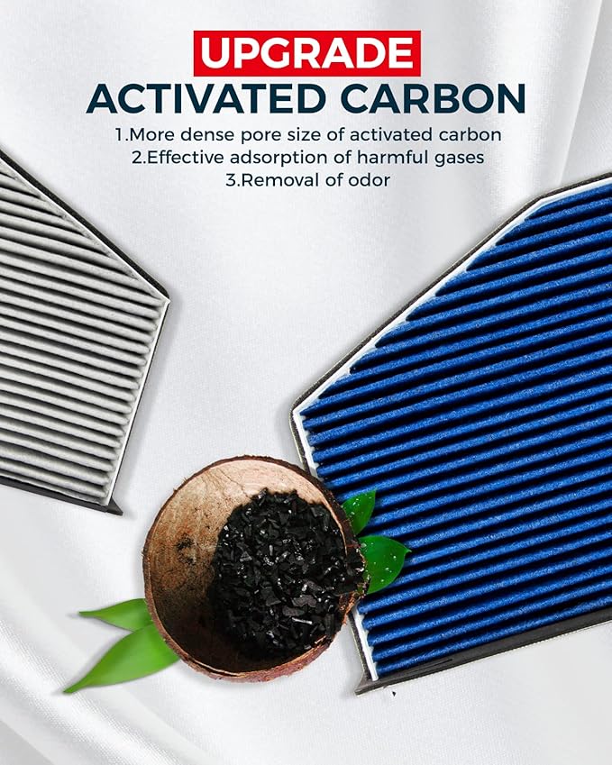 KAX Premium HEPA Cabin Air Filter with Dual Active Carbon, CF10373 Replacement for Volkswagen Jetta, Tiguan, Passat, Golf, Beetle, GTI, Audi A3, Q3, TT, A3 Quattro, Strong Adsorption Cabin Filter