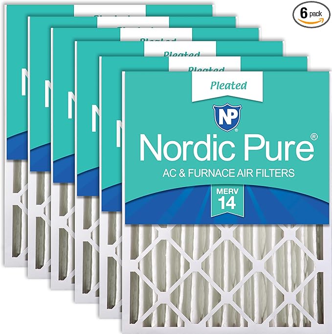Nordic Pure 20x24x4 (Actual Size: 19 3/8 x 23 3/8 x 3 5/8) Pleated MERV 14 Air Filters 6 Pack