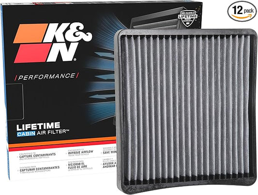 K&N LIFETIME Cabin Air Filter: Premium, Washable, Clean Air for your Cabin: Compatible with 2016-2024 JEEP/RAM: Grand Wagoneer, Wagoneer, 1500, 2500, 3500, 4500, 5500, VF2065 (Pack of 12)