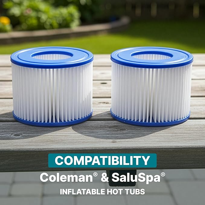 Bestway SaluSpa Replacement Spa Filter Cartridge, Type VI Hot Tub Filter Cartridge, Compatible with Coleman and SaluSpa Inflatable Hot Tub Spas, 2-Pack