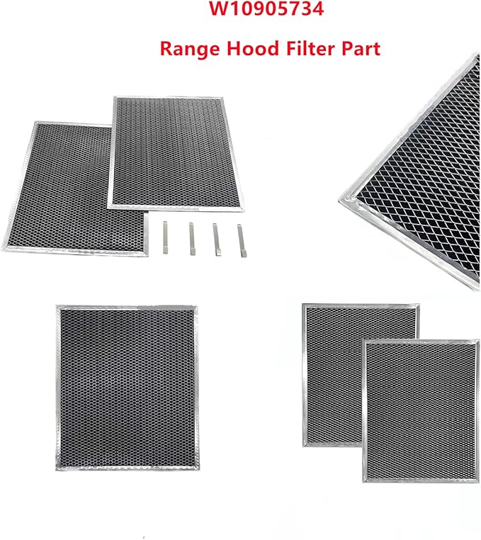 W10905734 Range Hood Filter Part Replacement for whirlpool range hood charcoal filter AP6050126, 4533728, PS12070219,charcoal filter w10905734 (2 pack,double-sided,universal hood filter)