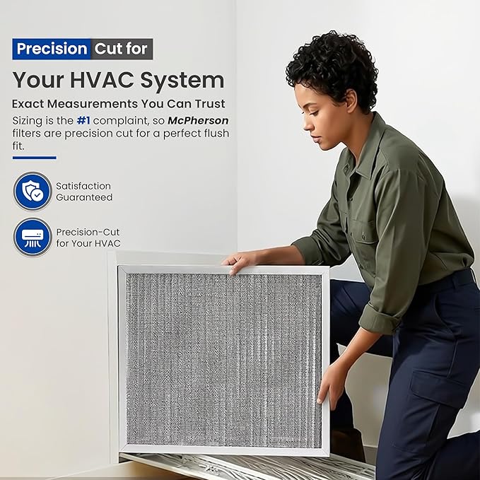 McPherson Reusable Air Filter 30x20x1 (Actual: 29.75" x 19.75" x 0.875") | Washable MERV 8 | Made in USA Metal Frame | HVAC AC Furnace | Permanent | Pet Dust Filtration