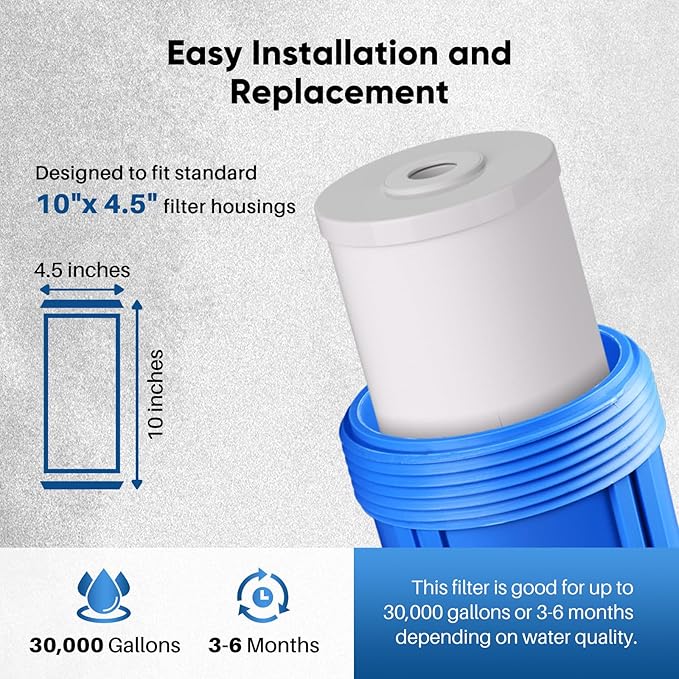 PUREPLUS 5 Micron 10" x 4.5" Whole House PP Sediment Resin Composite Water Softener Filter Cartridge for GE FXHTC,GXWH40L,GXWH35F,GNWH38S,Culligan RFC-BBSA,WRC25HD,Pentek RFC-BB,2Pack