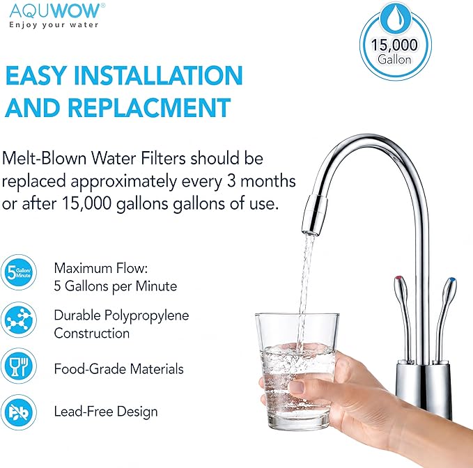 PP10BB 5 Micron 4.5" x 10" Filter Set – Sediment Replacement Cartridges for Whole House Water Filtration Systems, Universal Standard PP Filters (4, 10 x 4.5)