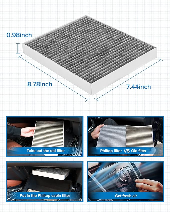 PHILTOP HEPA Cabin Air Filter w/Activated Carbon, Compatible with CF11176 Ford Explorer, Taurus, Police Interceptor Utility, Flex, Police Interceptor Sedan, Police Responder Hybrid