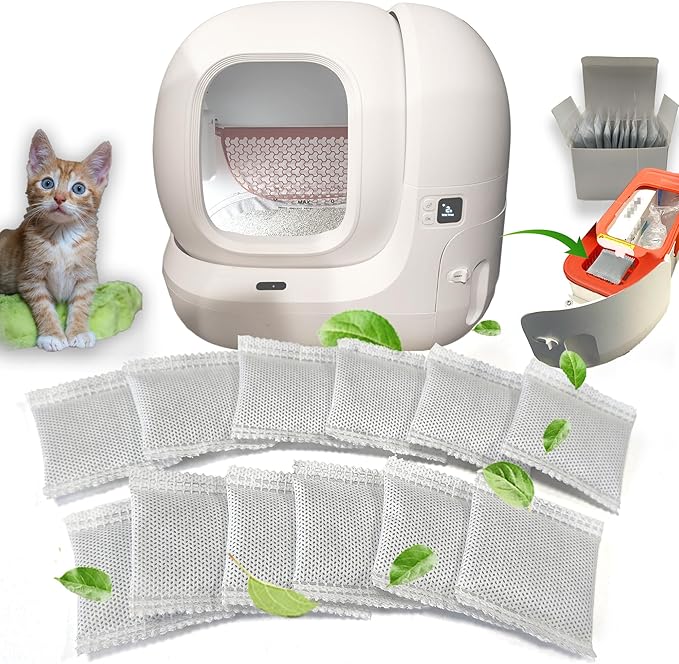 PurifyLogix 12 Pack Odor Eliminator for PuraMax Self-Cleaning Cat Litter Box, Natural Activated Charcoal Filters Refills, Cat Toilet Odor Control Replacement for Automatic Litter Box