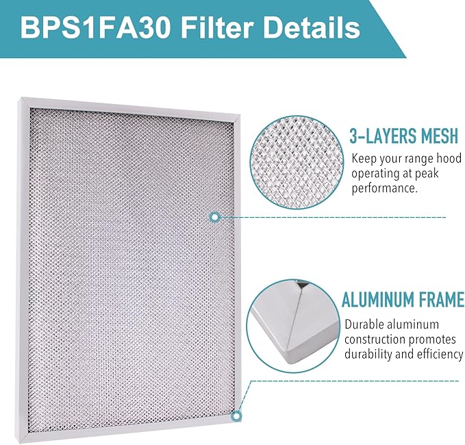 BPS1FA30 Range Hood Filter 11-3/4" x 14-1/4" x 3/8" (2 Pack) - Compatible with Broan Nutone hood grease filter - Replaces 99010299 S99010305 AP3378953-14.25" x 11.85" x 0.354"