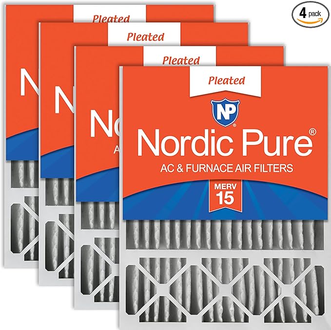 Nordic Pure 20x25x5 (Actual Size: 19 3/4 x 24 3/4 x 4 3/8) Lennox X6673 X6675 Replacement MERV 15 Air Filters 4 Pack