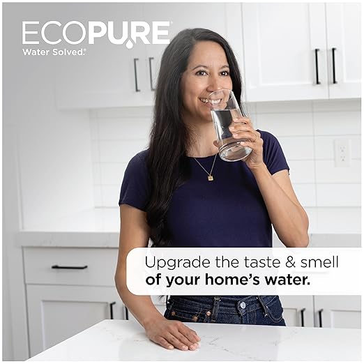 EcoPure Main Faucet Under Sink Inline Water Filtration System (EPWUFF1) | NSF Certified | Reduces Chlorine, Sediment & Cysts | No Additional Faucet Required