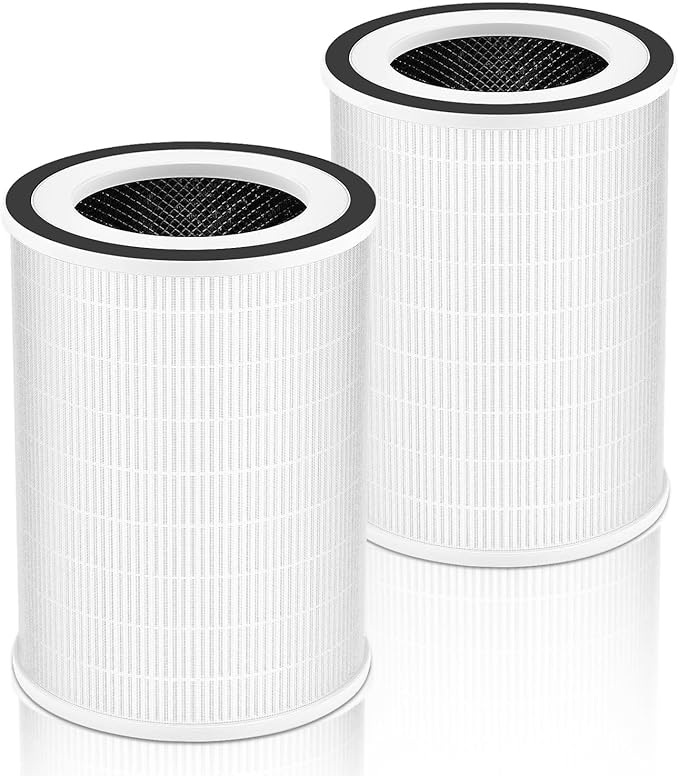 2 Pack True KILO Filter For Afloia KILO, Compatible with Afloia KILO, KILOPLUS, KILOPRO, MIRO, MIRO PRO and MORENTO KILO, True 360° 3-Stage Filtration for afloia air purifier filter replacement White