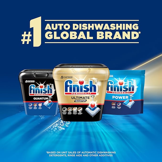 Finish Ultimate Quantum Infinity Shine Dishwasher Pods, New & Improved Formula, Dishwasher Detergent Dish Soap, Removes Burnt-On & Dried-On Stain, Fresh Scent, 62 Count