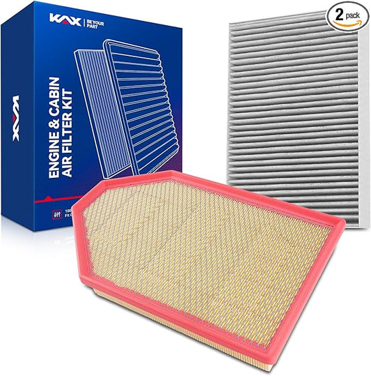 KAX Engine & Cabin Air Filter Kit, Replacement for Dodge Charger, Challenger 2011-2023 3.6L/6.4L/5.7L, Chrysler 300 2011-2023, Replace# CA11257 CF11668