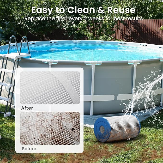 Future Way 6 Pack Type B Pool Filter Cartridge Replacement for Intex 29005E & 2500 GPH Pump, Fits Easy Set Above Ground Pools