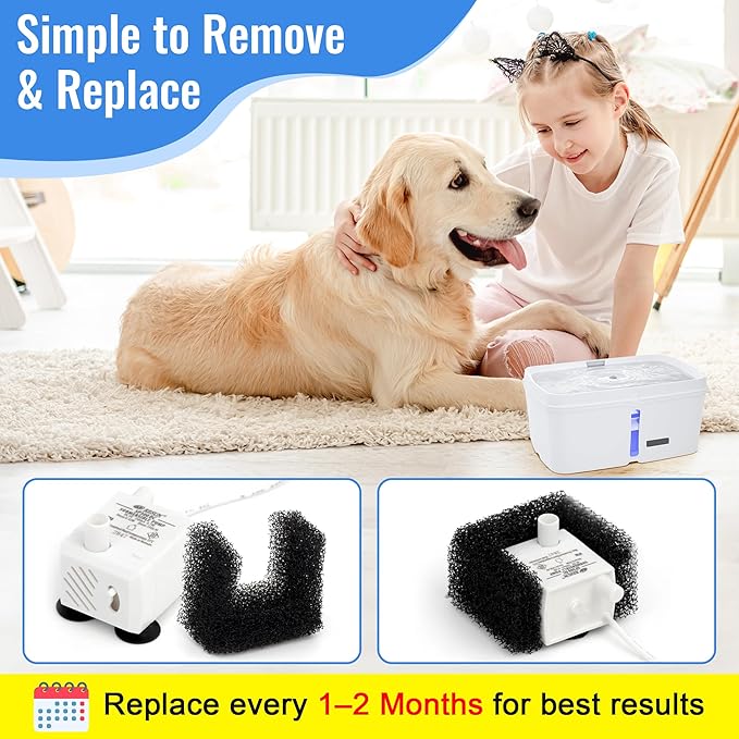 Enhon 20 Pack Foam Filters Replacement for Pet Fountains Compatible with Petsafe Viva 64oz & 140oz, Cat Dog Drinking Water Fountain Sponge Filters for Debris Removal, Pump Protection & Filtration
