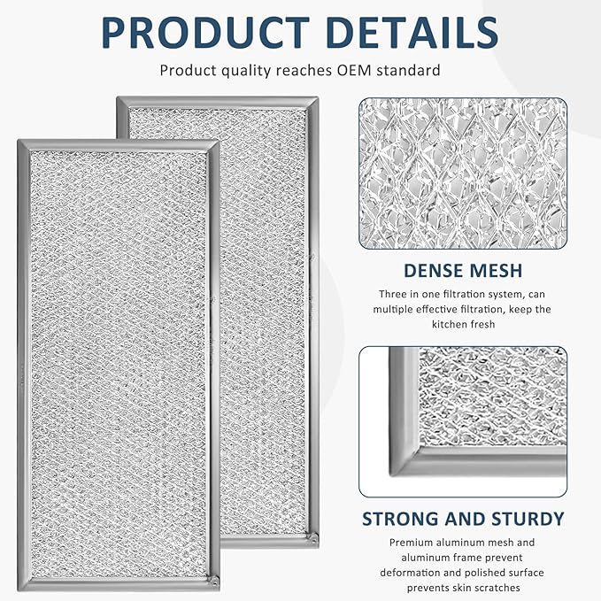 W10208631A Microwave Grease Filter Compatible with Whirlpool Microwaves 13" x 6" Filter - Aluminum Mesh Screen Grease Filters by AMI PARTS