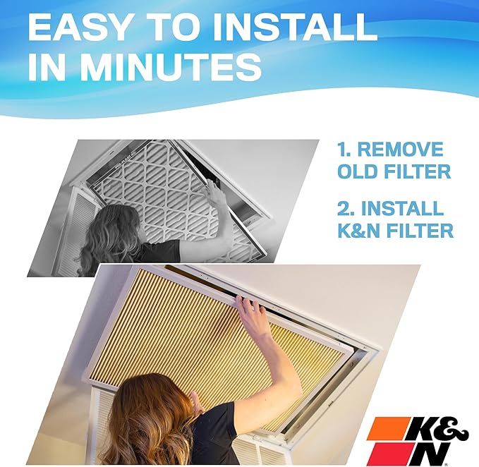 K&N 12X12X1 HVAC Furnace Air Filter, Lasts a Lifetime, Washable, Merv 11, the Last HVAC Filter You Will Ever Buy, Breathe Safely at Home or in the Office, HVC-11212