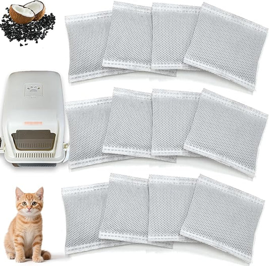 NewKe 12 Pack Odor Remover Refills for Hooded Cat Litter Box, Activated Charcoal Filters Replacement, Odor Eliminator for Automatic Litter Box, Activated Carbon Filters for Pet Odor, Keep Home Fresh