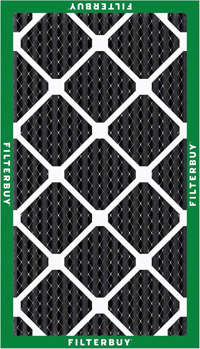 Filterbuy 16x24x1 Air Filter MERV 10 Odor & Allergy Defense with Activated Carbon (4-Pack), Electrostatic Pleated HVAC AC Furnace Filters Replacement, Made in USA (Actual Size: 15.38 x 23.38 x 0.75)
