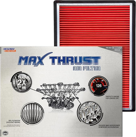 Spearhead Max Thrust Engine Air Filter Replacement | Fits Select V6/V8 1990-2023 FX35/37/50, M56, Q50/60/70/70L, QX70, 300ZX, Juke, Rogue/Select, Sentra | OEM Fit & High Dust Holding Capacity (MT-900)