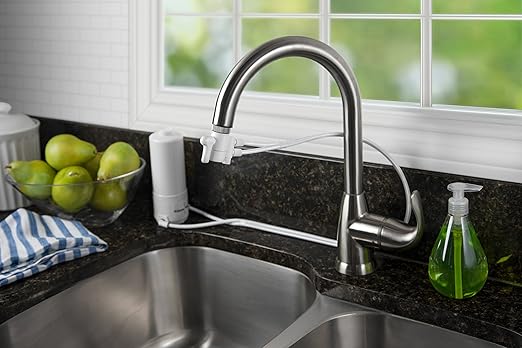 Home Master HM-MINI-1CCB Countertop Faucet Filter, 1500 Gallons Replaceable Filter, 1-Micron Absolute, Powerful Catalytic Carbon, Removes Chloramines, Chlorine, Chemicals, VOCs & More, Made in USA