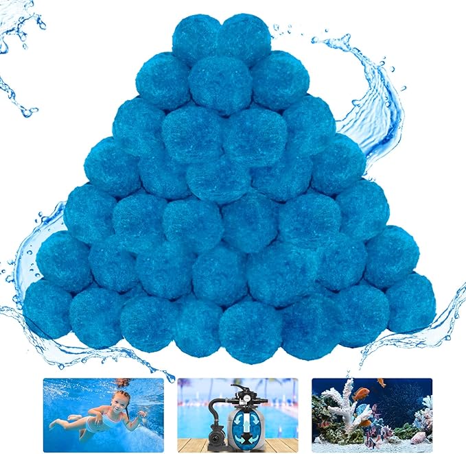 WLLEYAY 5.5 lbs Pool Filter Balls, New Upgrade Efficient Swimming Pool Filter Sand Alternative, Reusable Eco-Friendly Blue Filter Media Balls, Replace 250 lbs Filter Sand, Lasts for Several Seasons
