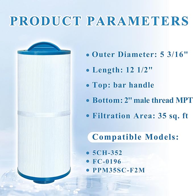 Spa Filter Compatible with 5CH-352, FC-0196, PPM35SC-F2M, Marquis Spa 20042, 20092, 370-0242, 370-0243, 35 sq. ft., 2 Pack
