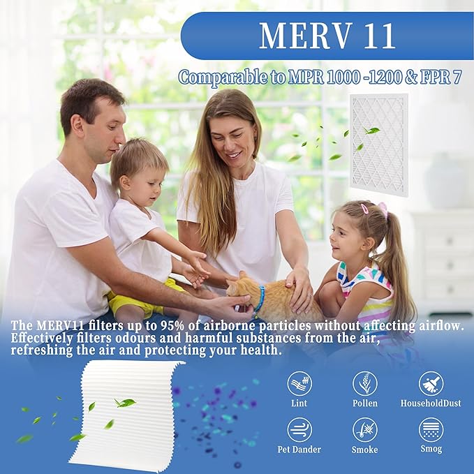 5 Pack 16x25x1 MERV 11 Air Filter Refills, Replaceable Filter Media only for 16x25x1 Reusable Frame (Frame Not Included)