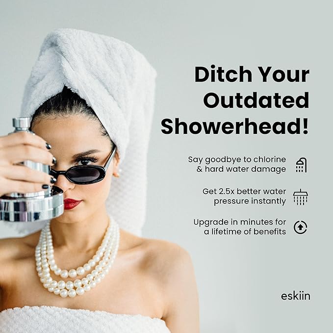 Eskiin Filtered Shower Head - Best Shower Head With Filters For Healthy Hair & Skin - High Pressure Water Softener For Hard Water - Reduce Dandruff, Protect Colored Hair, And Soothe Dry Skin (Black)