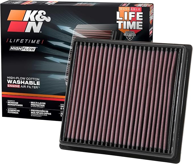 K&N High-Flow Original Lifetime Engine Air Filter: Increase Power: Premium, Washable: Compatible with 2016-2026 Subaru: Ascent, Crosstrek, Forester, Impreza, Legacy, Outback, WRX, XV, 33-5064