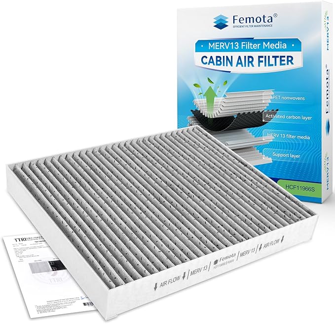 MERV 13 Cabin Air Filter with Activated Carbon, CF11966 Compatible with Select Buick, Cadillac, Chevrolet, GMC Models.
