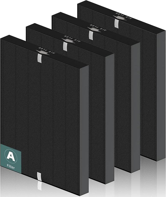 4 Pack 115115 Smoke Remover Replacement Filter A for Winix PlasmaWave Air Purifier C535 5300 5300-2 6300 6300-2 P300 AM90 9000 5000 5000B C909 9800, High Efficiency Size 21 Filter, Black