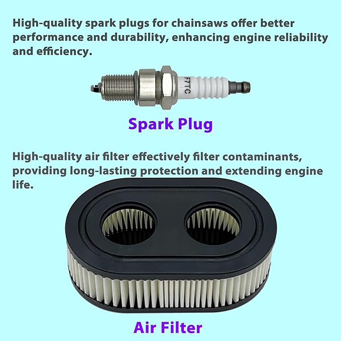 Lawn Mower Tune Up Kit – 593260 Air Filter + Spark Plug for Toro Recycler 22 inch lawn mower Compatible with TB110 TB115 TB200 TB230 TB330 TB370 – Fits 593260 Engines