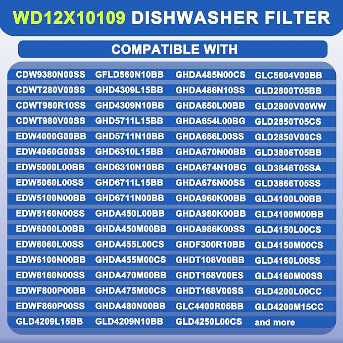 WD12X10109 Dishwasher Filter Compatible with GE PDW8200J03WW ZBD6880K10SS PDW9280J10SS,WD12X10109 Dishwasher Screen Filter Replace WD12X10050 AP3794323 1088479 AH958919 EA958919 PS958919
