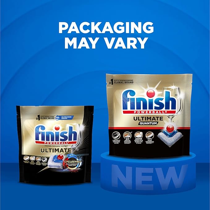 Finish Ultimate Quantum Dishwasher Pods, New & Improved Formula, Dishwasher Detergent Dish Soap, Removes Burnt-On & Dried-On Stain, Degreasing & Scrubbing Power, Fresh Scent, 47 Count