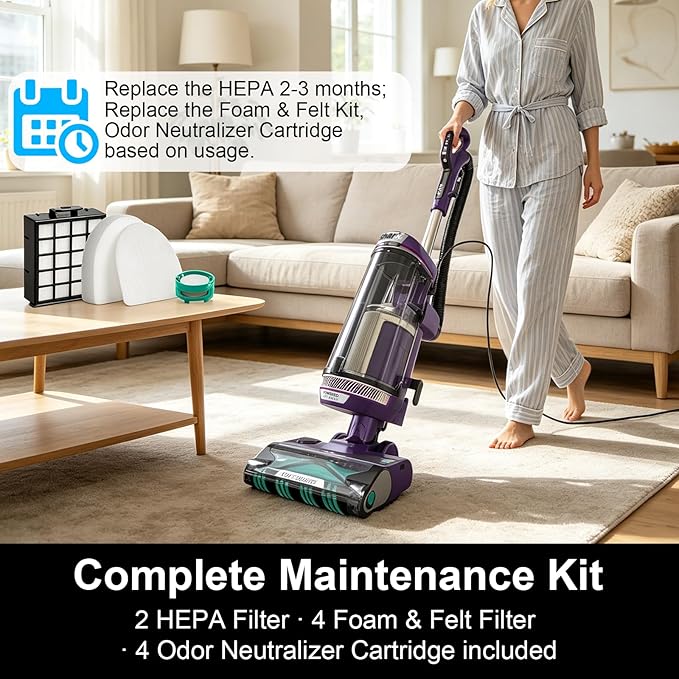 AZ4002 Filter Replacement for Shark POWERDETECT Upright Vacuum AZ4002 AZ4000, includes 2 HEPA Filters, 4 Foam & Felt Kit, 4 Odor Neutralizer Cartridges, compare to Part# XFFKAZ4000 XHFAZ4000