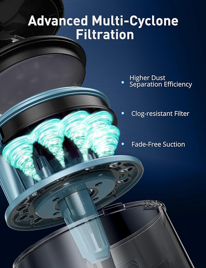 Aspiron 1700W Canister Vacuum Cleaner, 45Kpa Bagless Vacuum Cleaner, Multi-Cyclonic Filtration, 2 Anti-Allergen HEPA Filters, 3.5QT Dust Cup, 4 Tools, No Hair Tangles for Hard Floor, Pet Hair, Teal