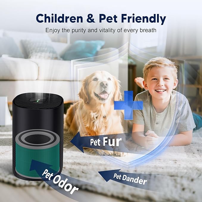 240 Replacement Filter Compatible with 240 Air Purifier, 3-in-1 High-Efficiency Filtration with Activated Carbon for Air Pollutants, Odor and Smoke, 4 Pack, Green, For Home Office Livingroom Bedroom