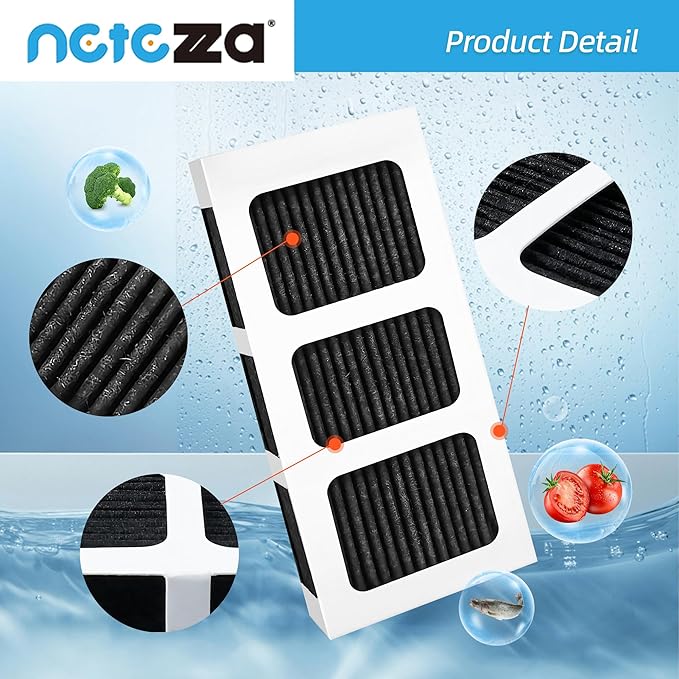 Netezza Paultra2 Refrigerator Air Filter Replacement, Compatible with Frigidaire Pureair Ultra 2,Pure Air Ultra 2,Pureair Ultra ii,and Electrolux 242047805,5303918847,EAP12364179, 6 Pack