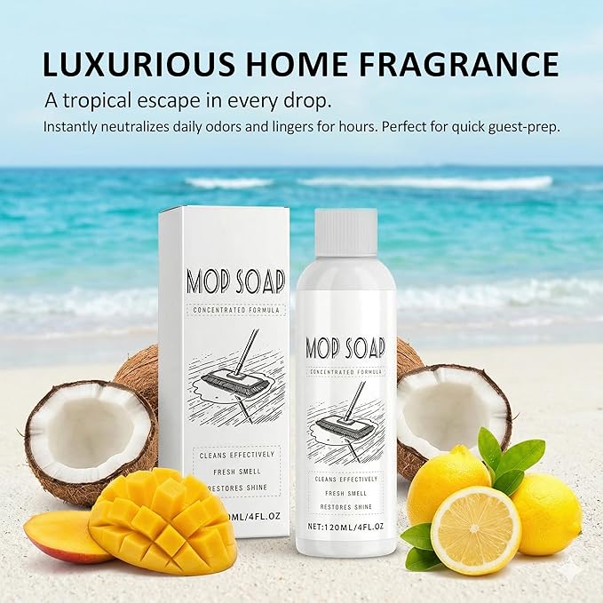 Brazilian Waves Mop Soap for Floor Cleaning, Luxury Mop Soap Brazilian Waves Multi Purpose Cleaner, Residue-Free for Hardwood & Tile, Robot Vacuum Compatible, 120ml (1 Pack)